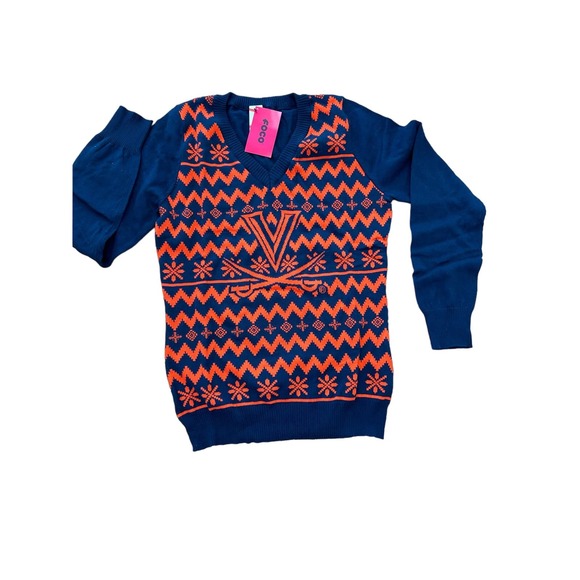FOCO Women's Ugly Holiday V-Neck Sweater - Virginia Cavaliers - Size L - Picture 5 of 5